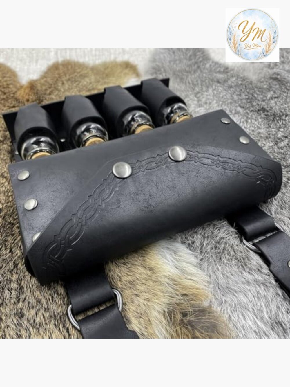 Medieval Alchemy Faux Leather Belt Bag with Potion Vials, LARP Ren Faire Waist - Picture 3 of 6